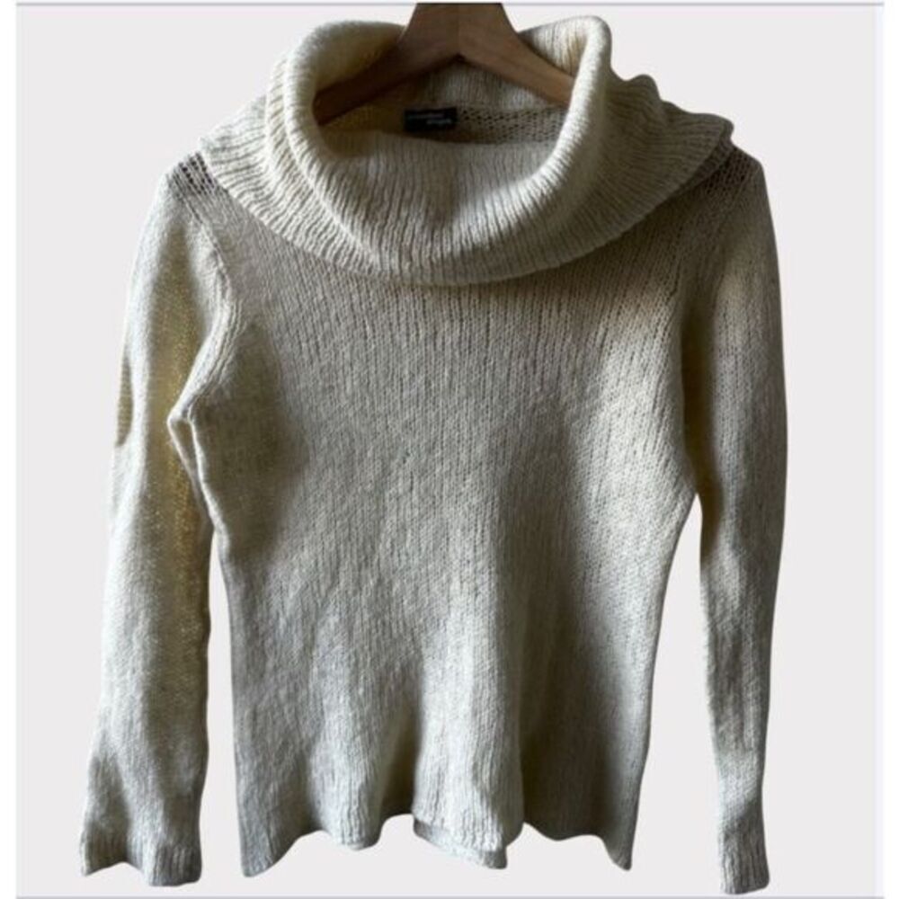 Vintage Wooden Ships Cream Cowl Neck Sweater Medium Large Classic Y2K wool blend